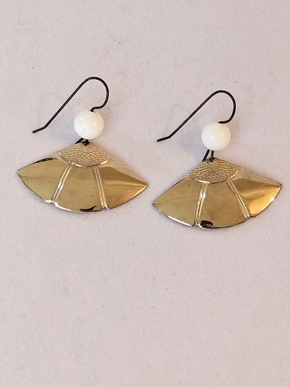 Stunning Artisan Brass Fan Dangle Earrings